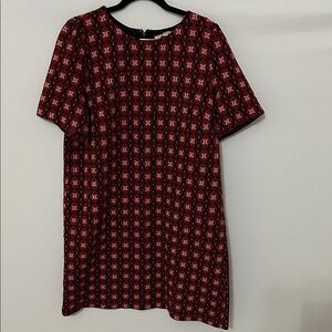 LOFT Red and Black Patterned Mini Dress